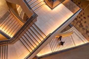 people walking down the stairs