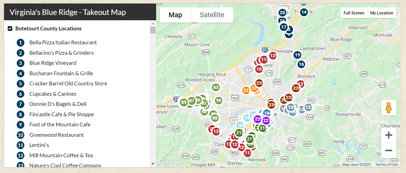 Virginia Takeout Map